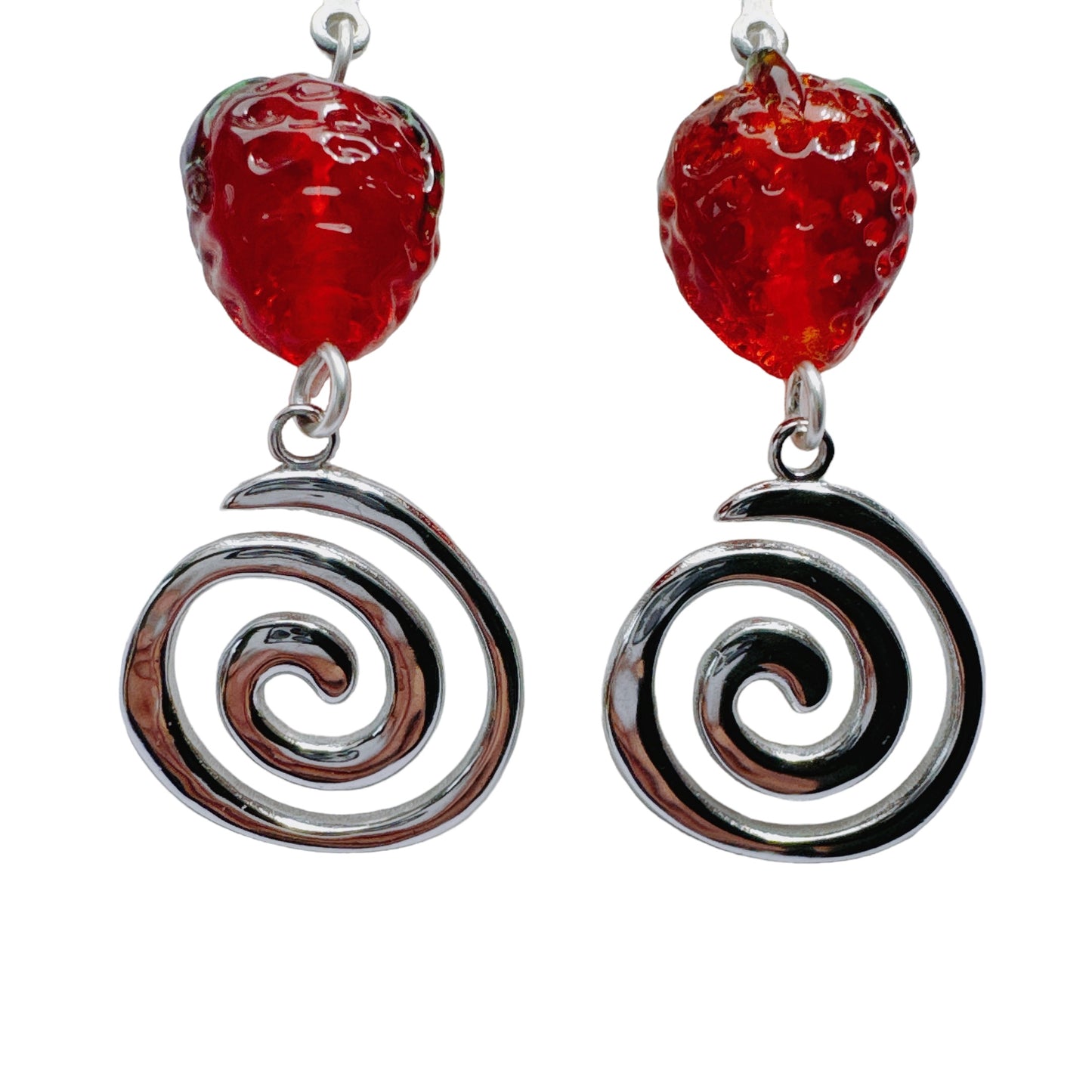 Silver Strawberry Swirl Earrings