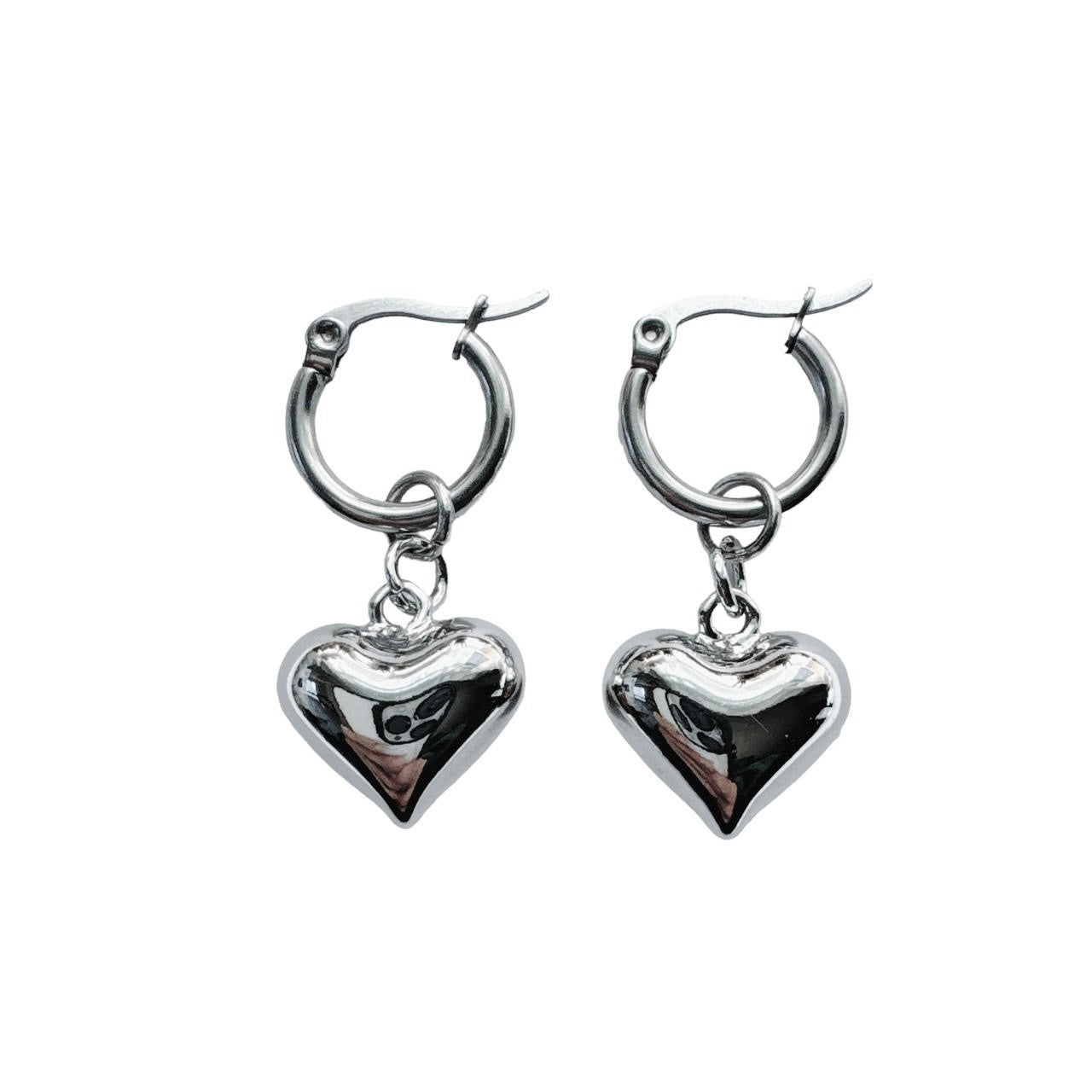 Silver Heart Hoop Earrings