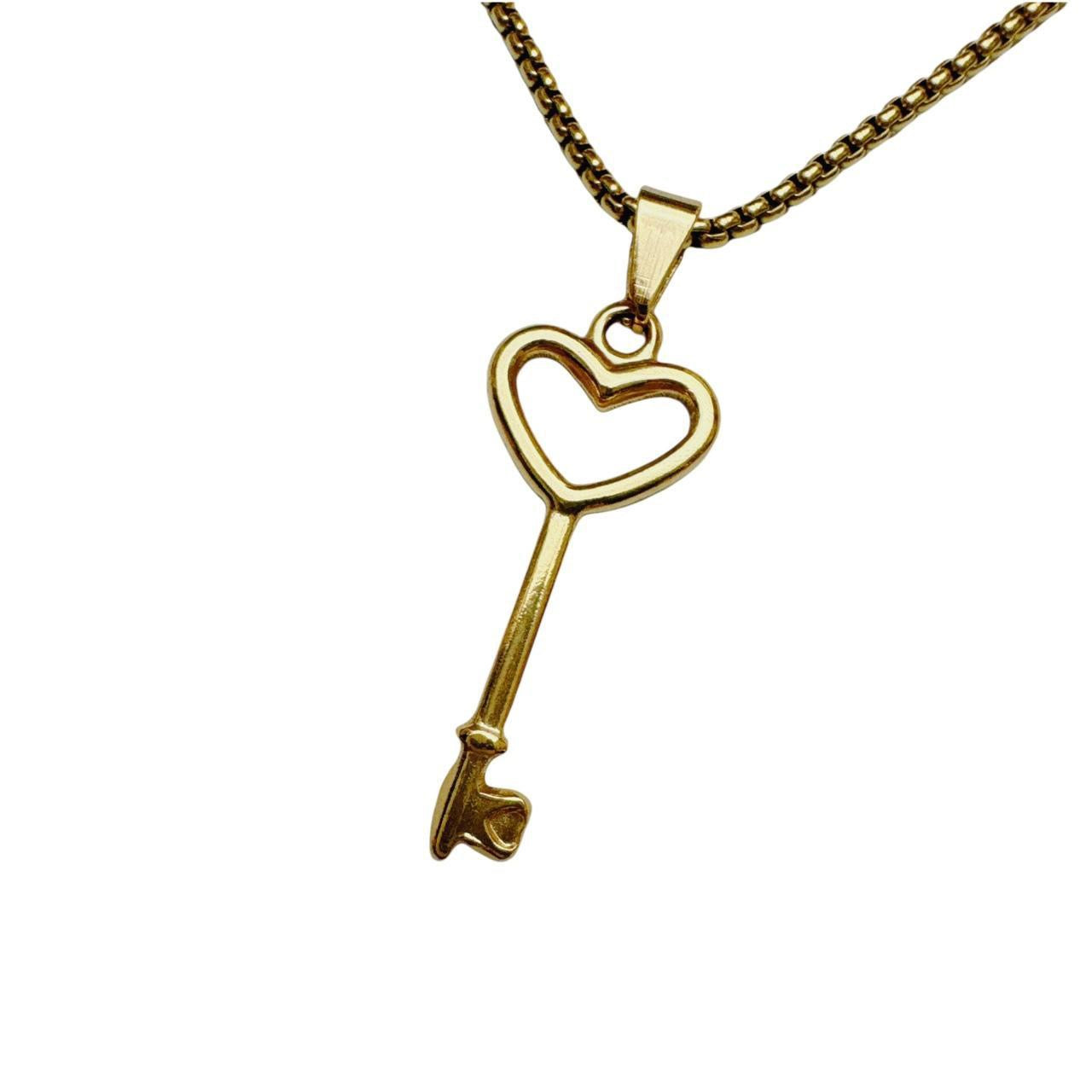 Gold Heart Key Necklace