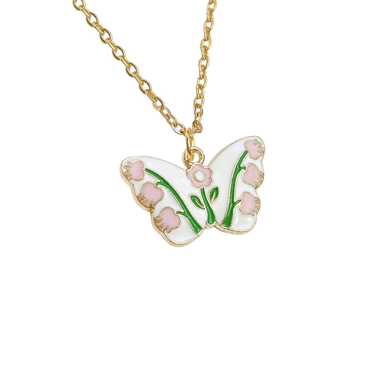 Gold Floral Butterfly Necklace