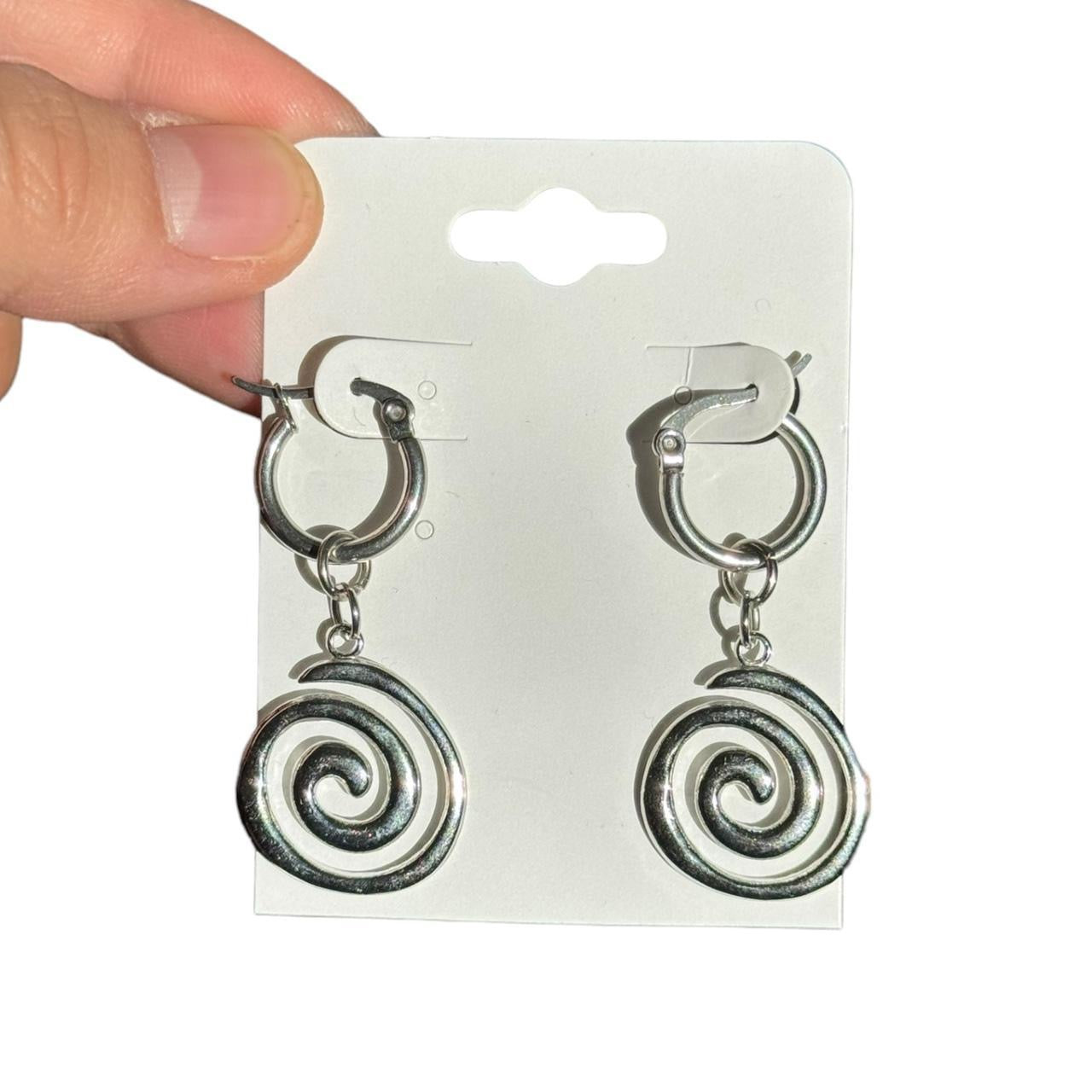 Silver Spiral Hoop Earrings