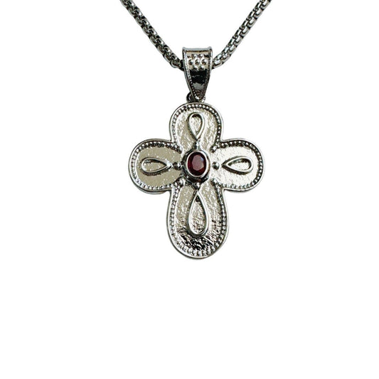 silver rhinestone cross necklace