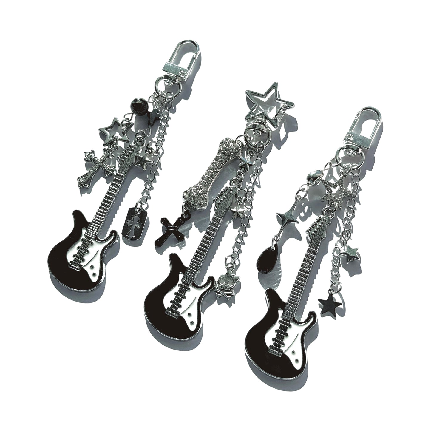 Rockstar Gf Keychain - Rhinestone Bone