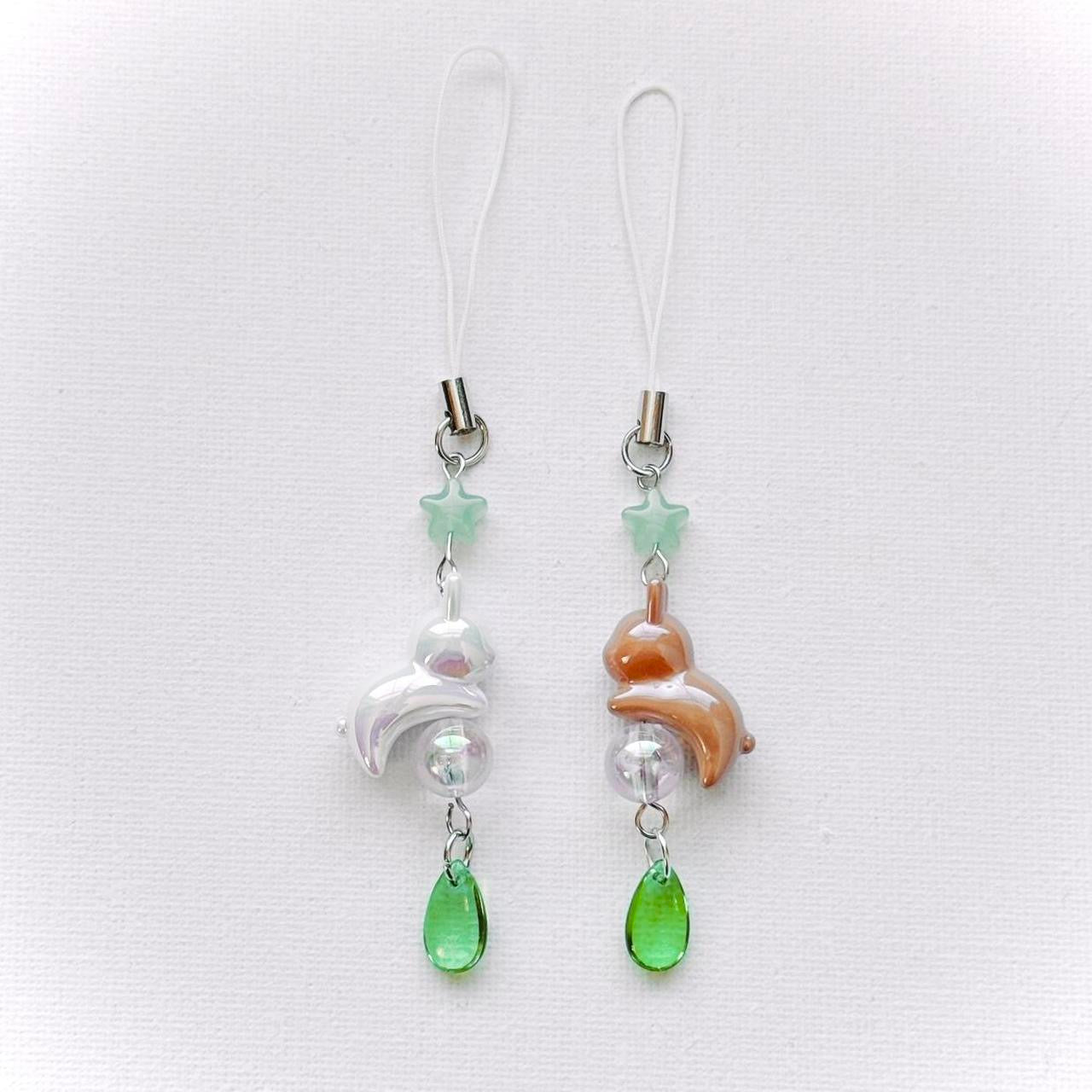 celestial bunny charm - white & green