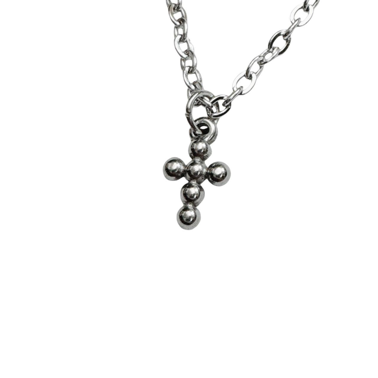 Silver Bubble Cross Necklace