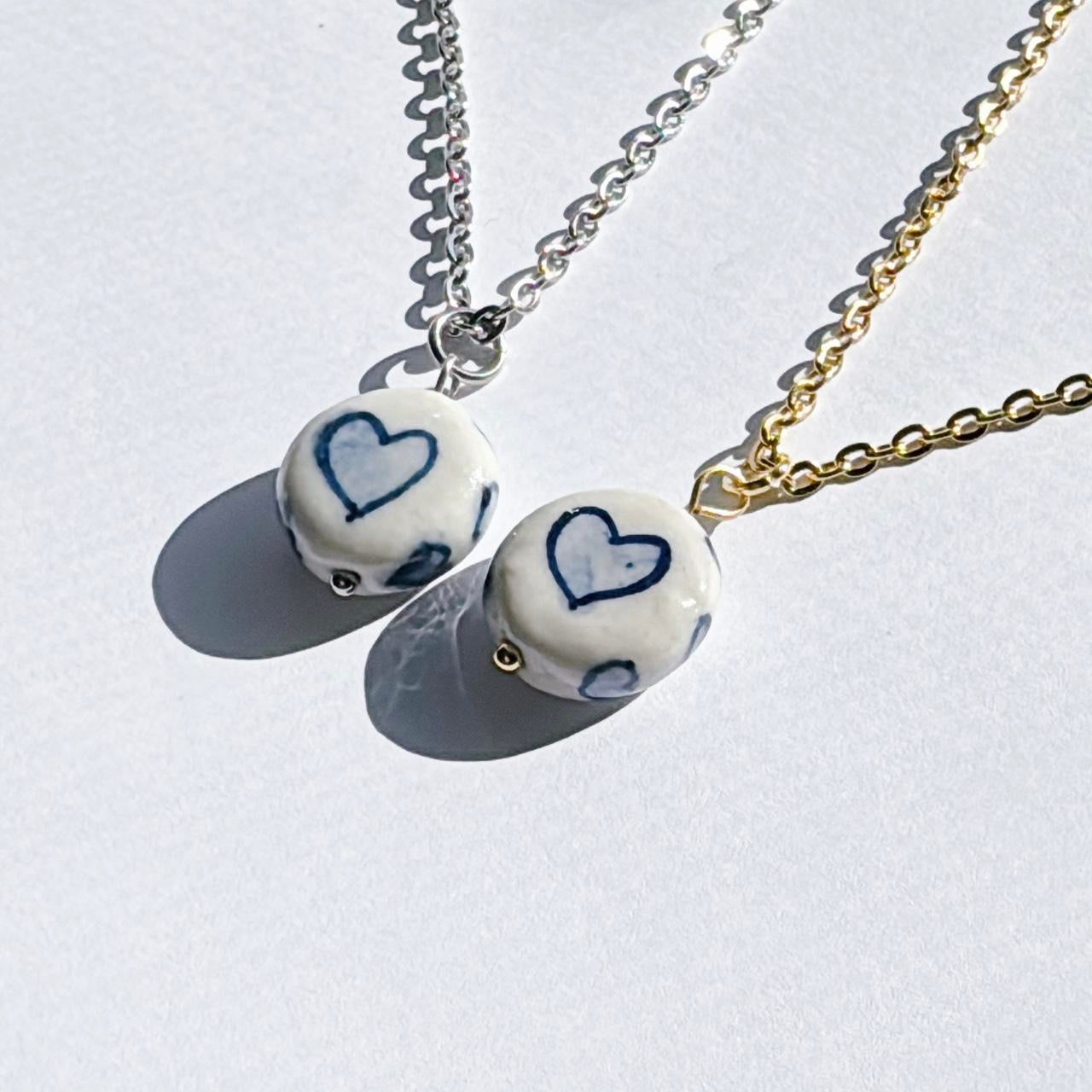 Gold Porcelain Heart Necklace