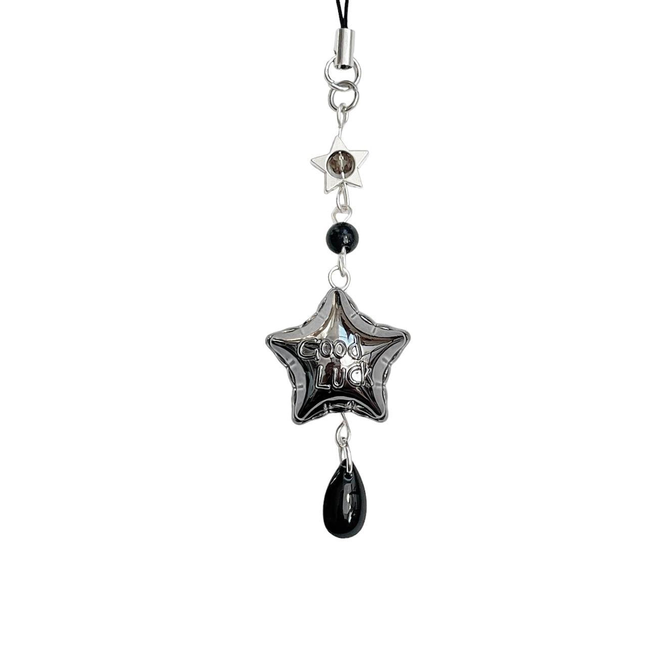 Good Luck Star Phone Charm - Black