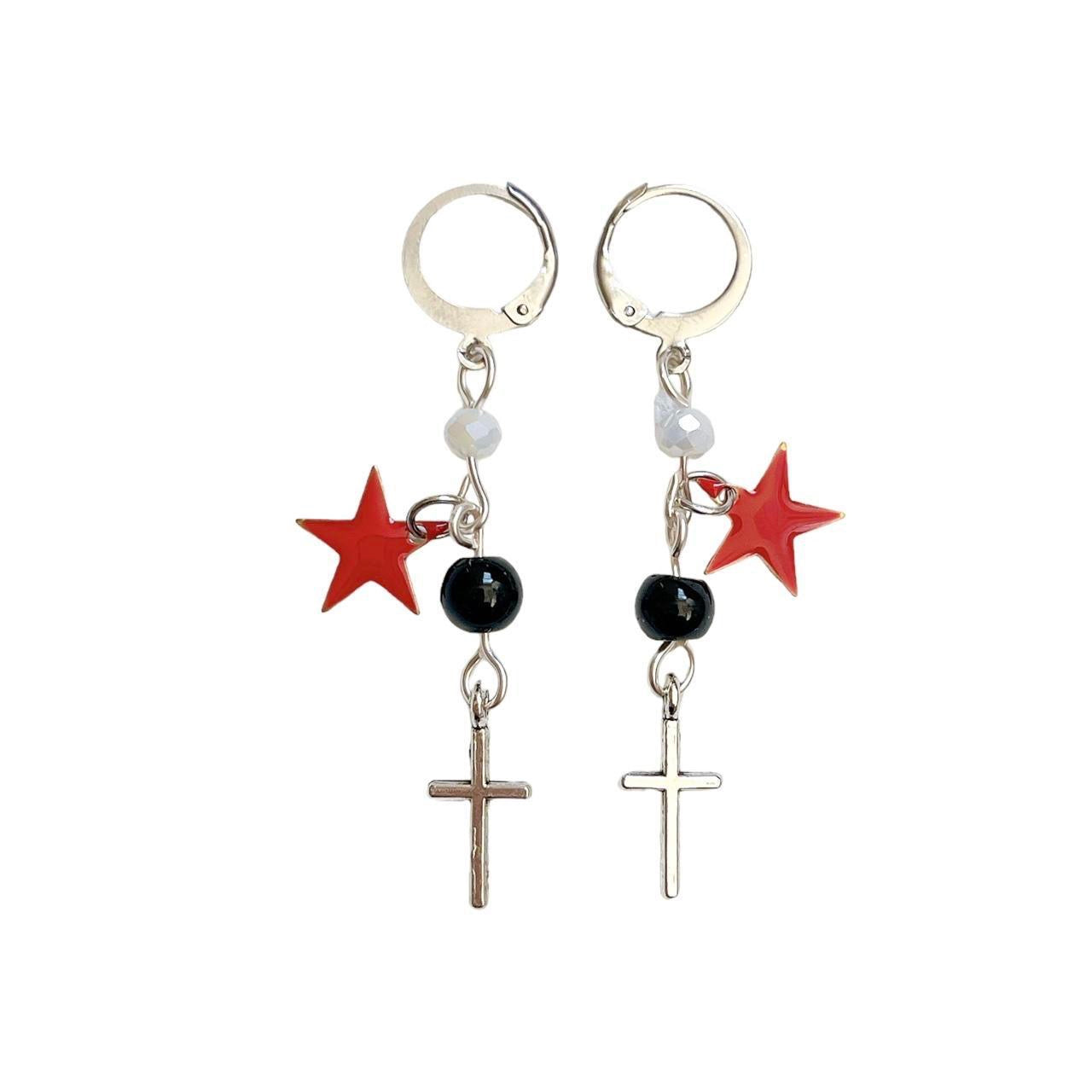 Beaded Cross Star Earrings