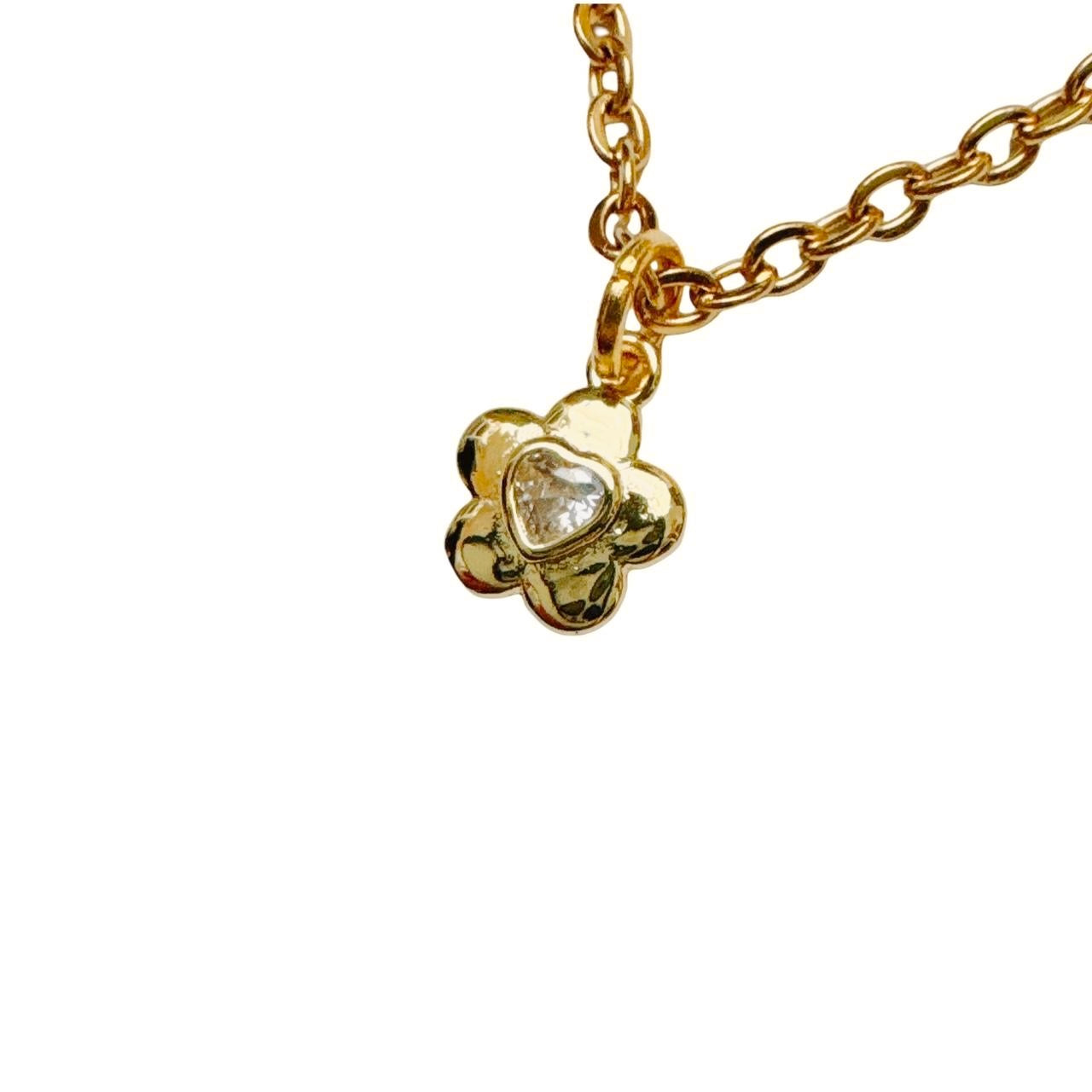 Gold Rhinestone Flower Necklace