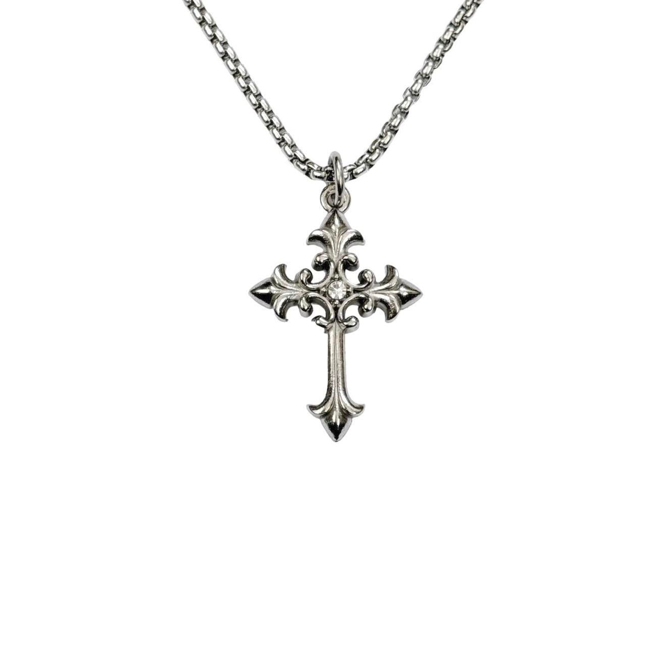 Grunge Rhinestone Cross Necklace