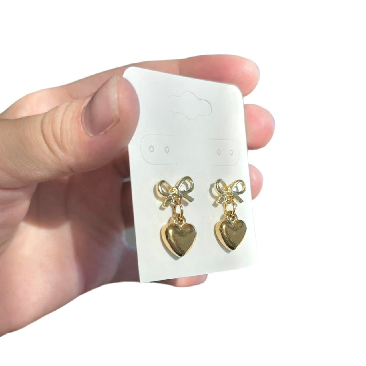 Gold Bow & Heart Earrings