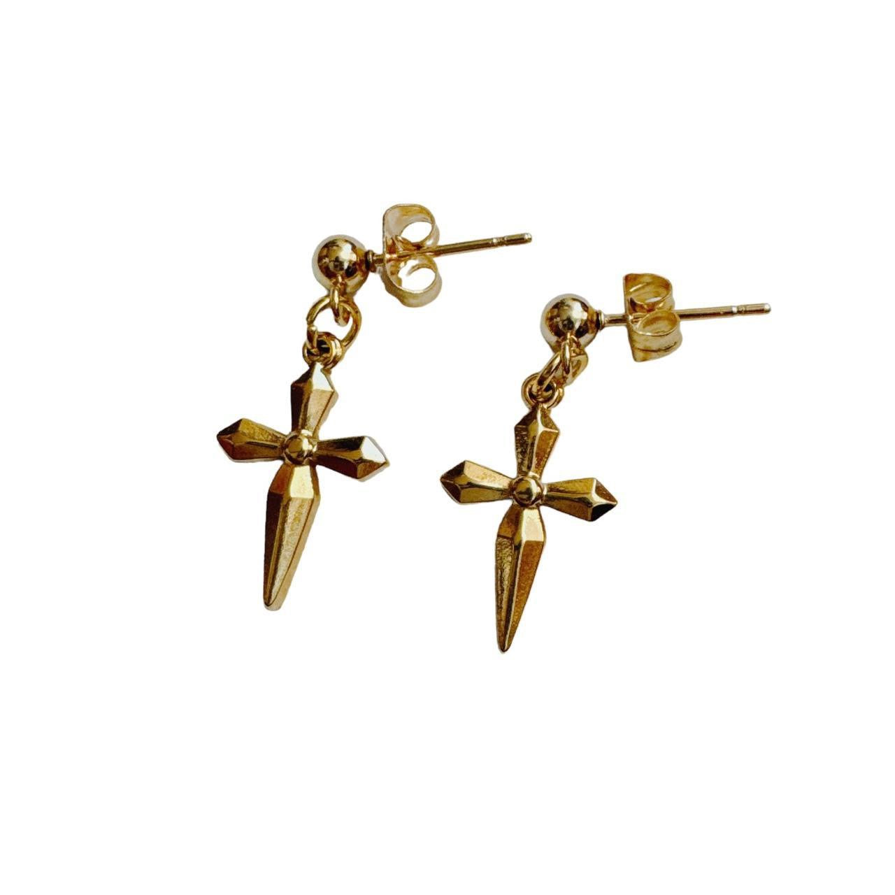 Gold Cross Earrings