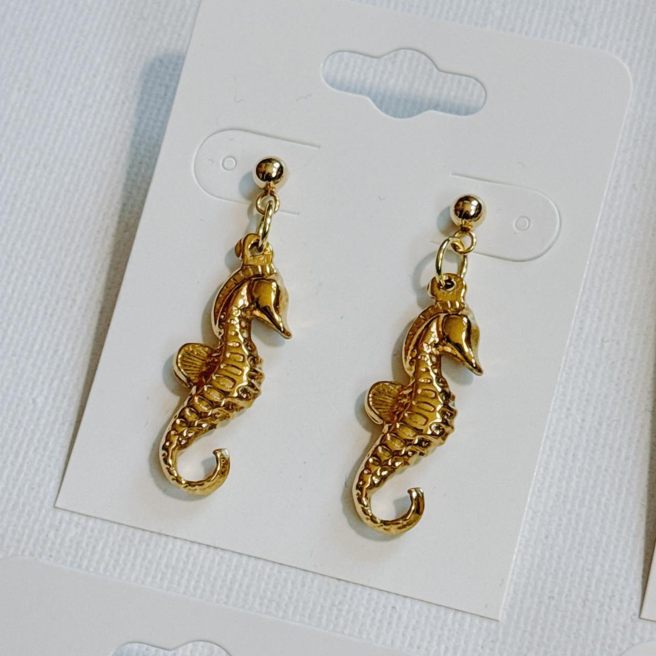 gold seahorse earrings