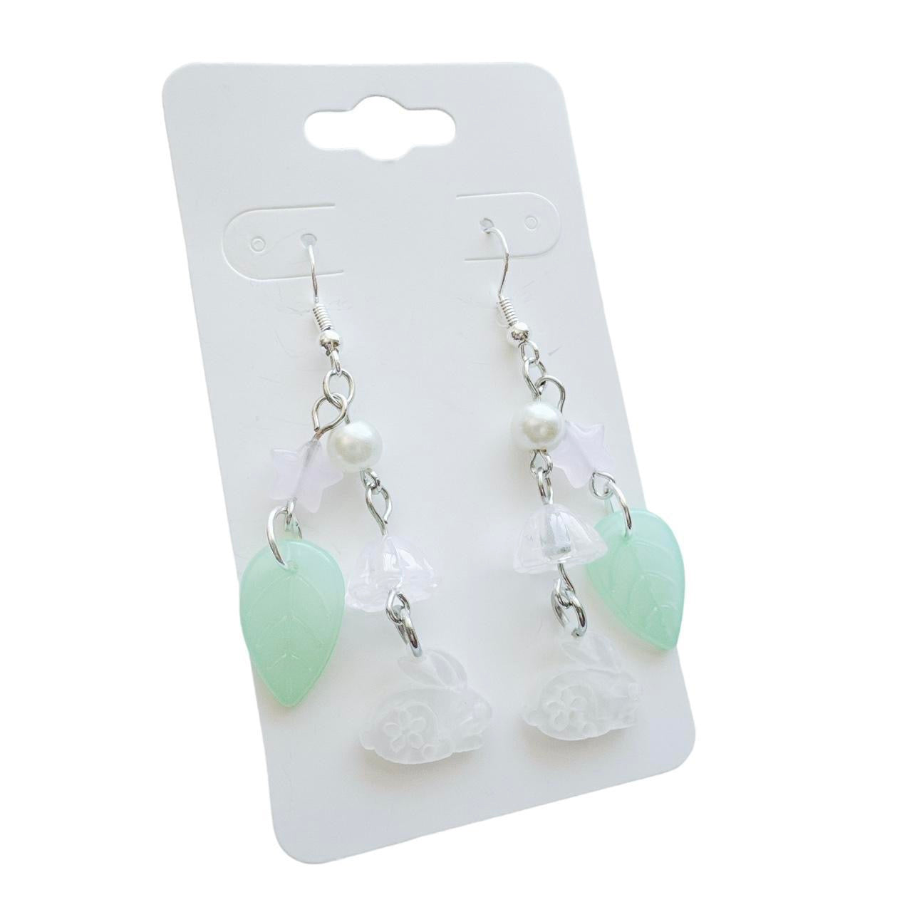 seashell bunny beaded earrings