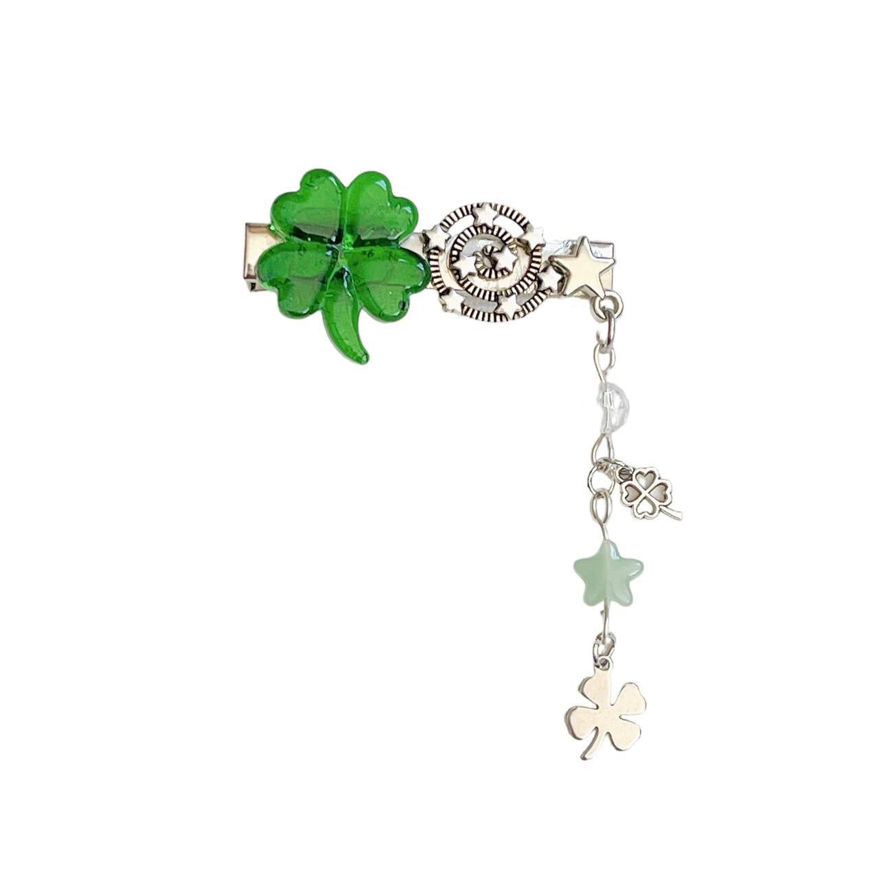 Beaded Clover Hair Clip