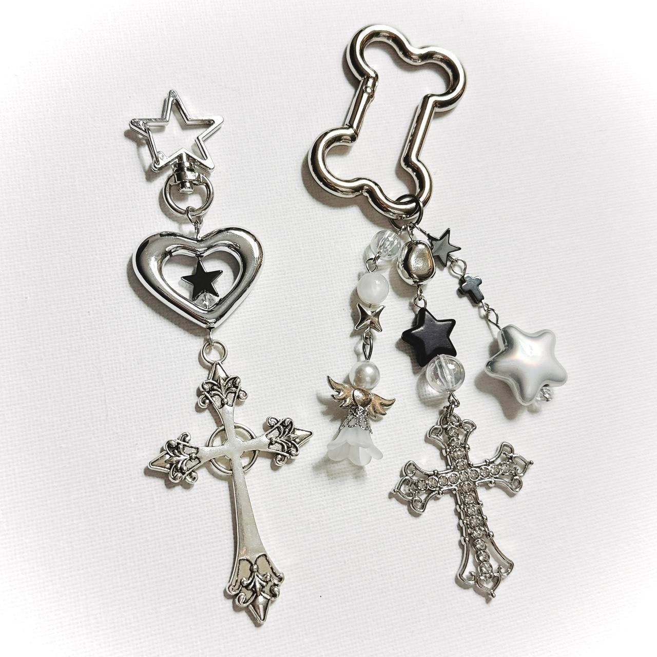 heart cross keychain - large cross version