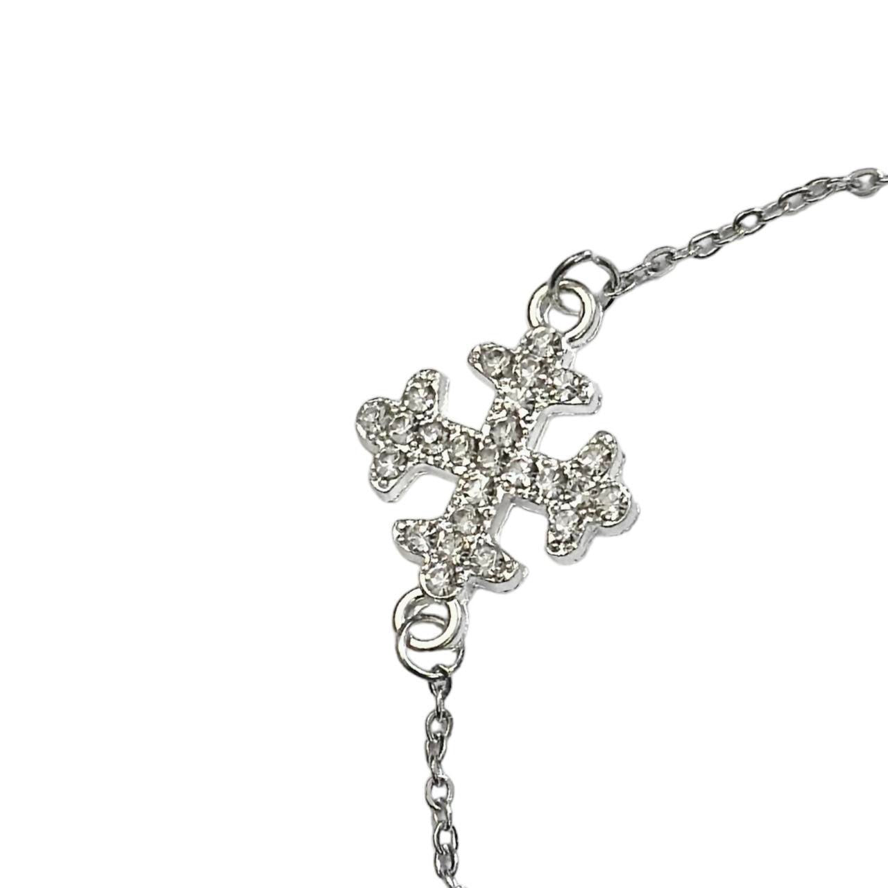 Rhinestone Cross Silver Bracelet