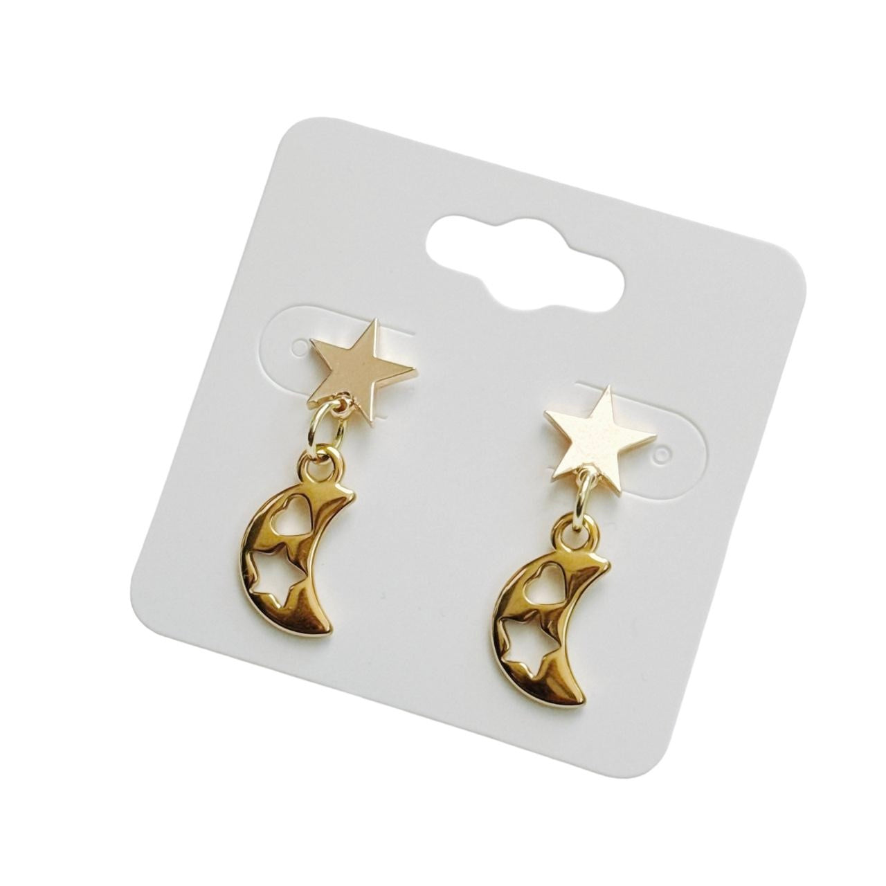 gold star moon heart earrings