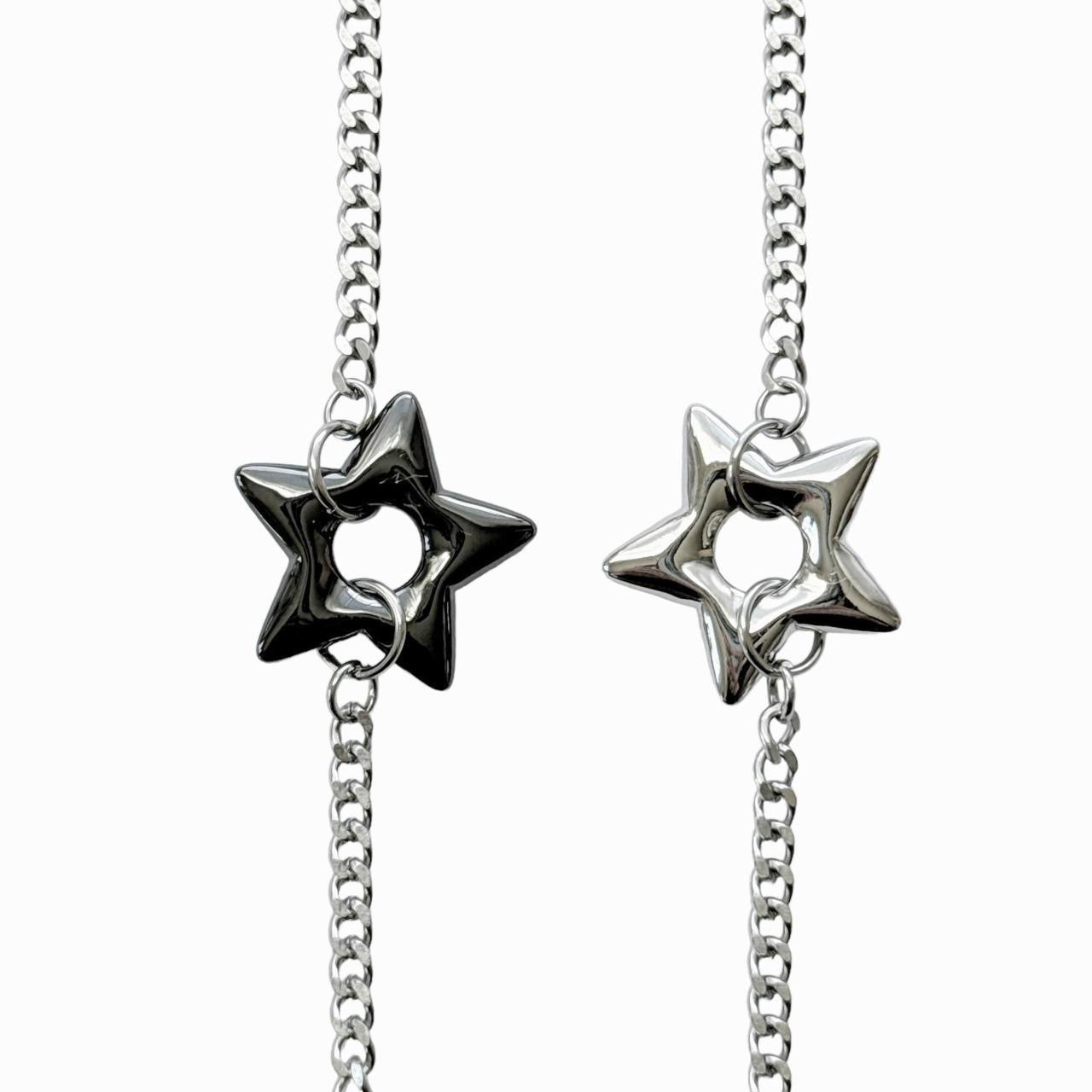 Black Puffy Star Chain Bracelet