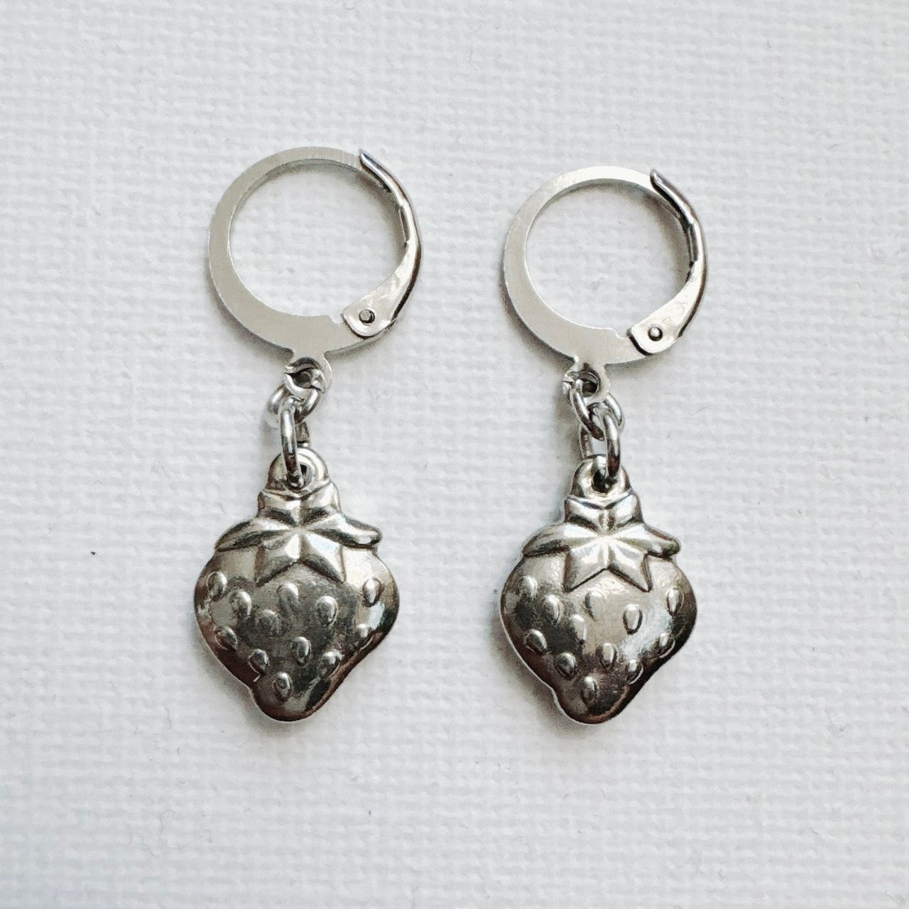 Silver Strawberry Earrings