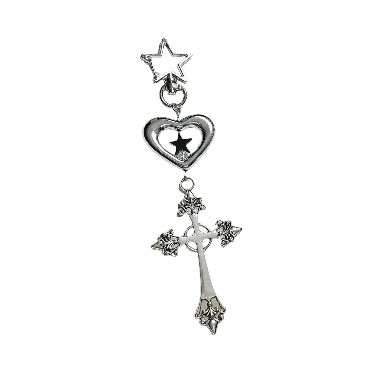 heart cross keychain - large cross version