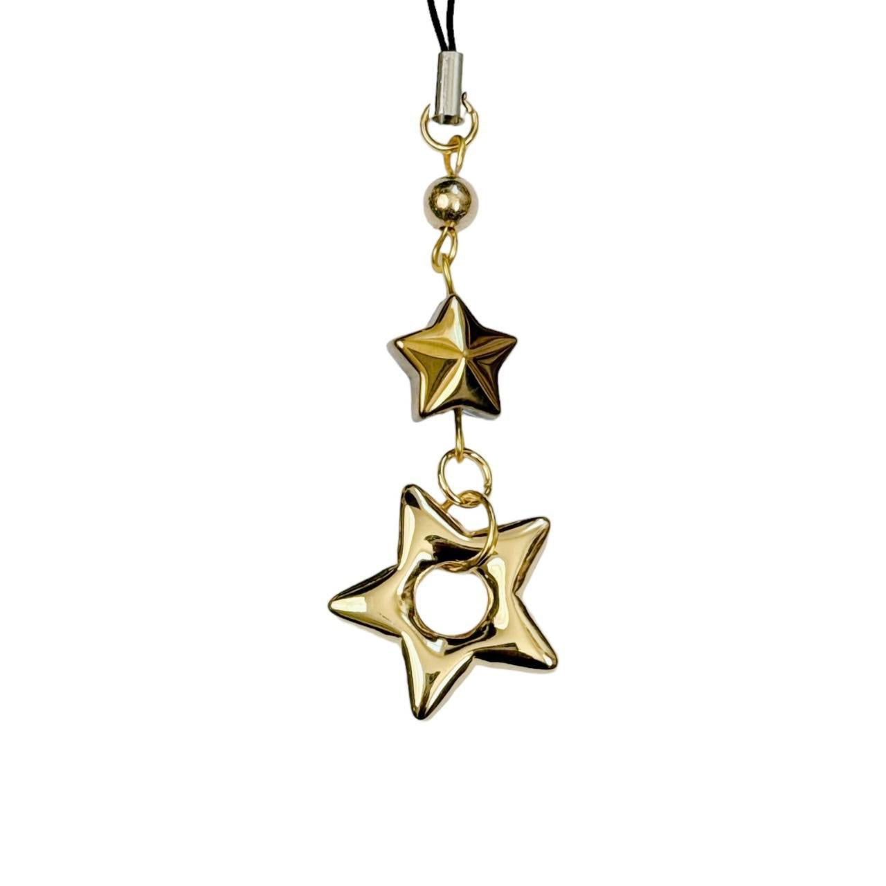 Gold Puffy Star Phone Charm