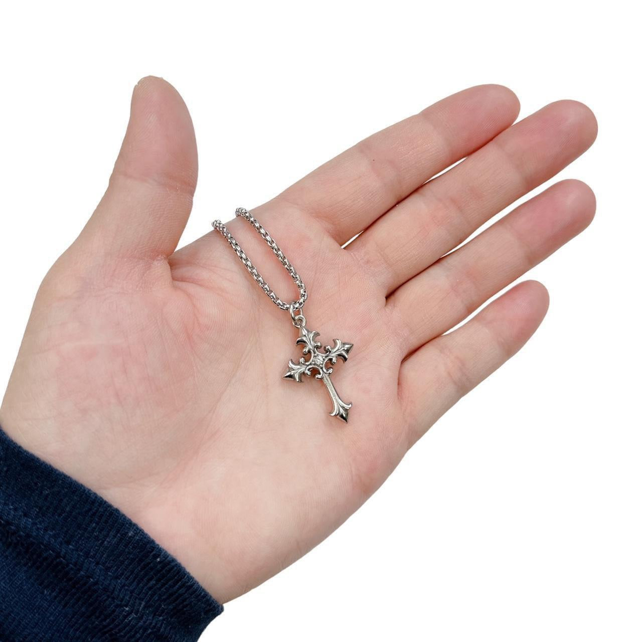 Grunge Rhinestone Cross Necklace