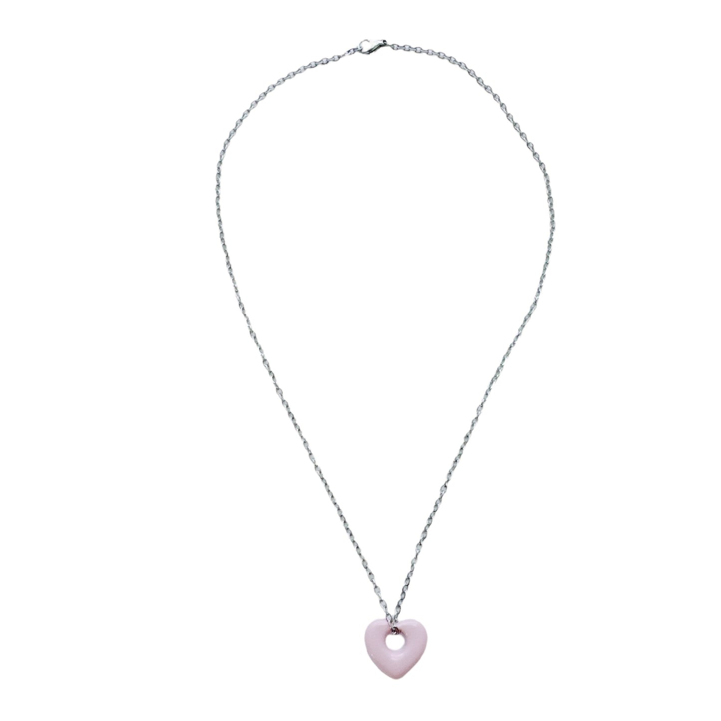 Pink Puffy Heart Necklace