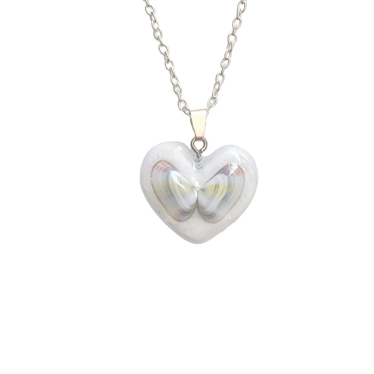 Butterfly Seashell Heart Necklace