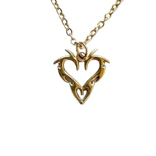 Gold Tribal Heart Necklace