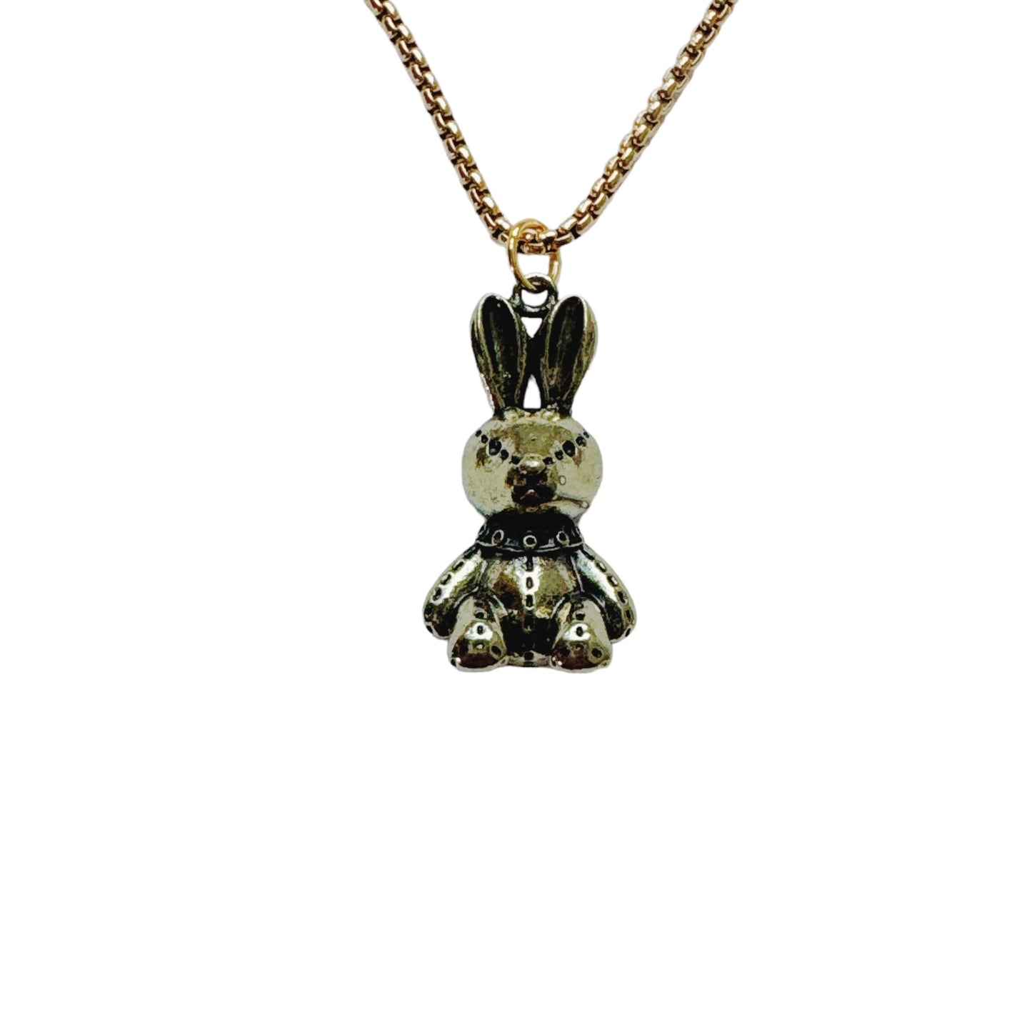 Gold Stitched Bunny Necklace