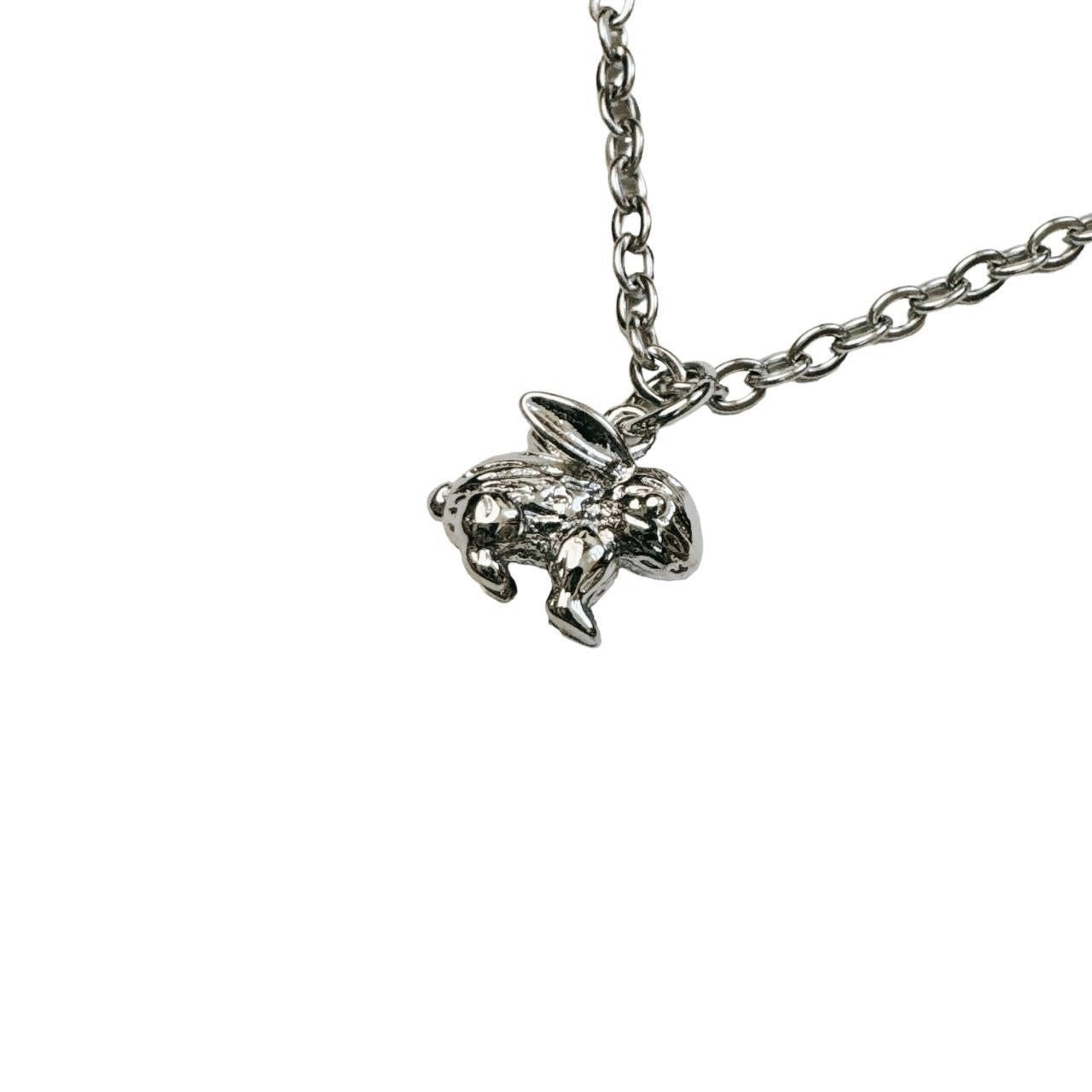 silver bunny necklace