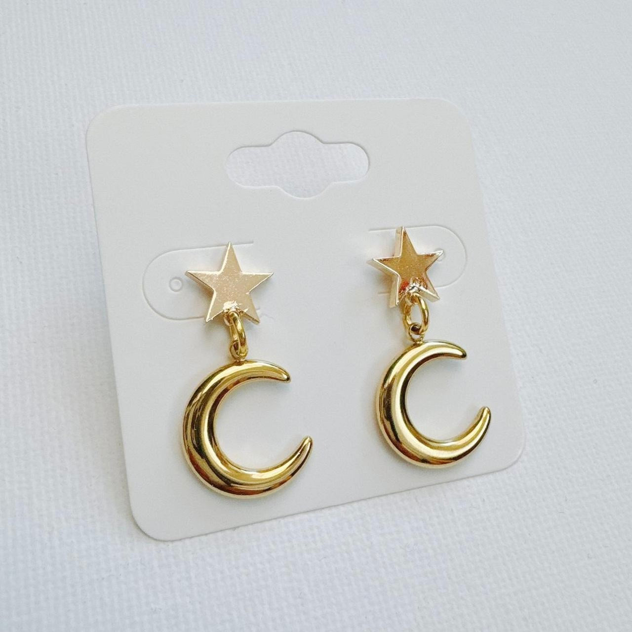 Gold Star & Moon Earrings