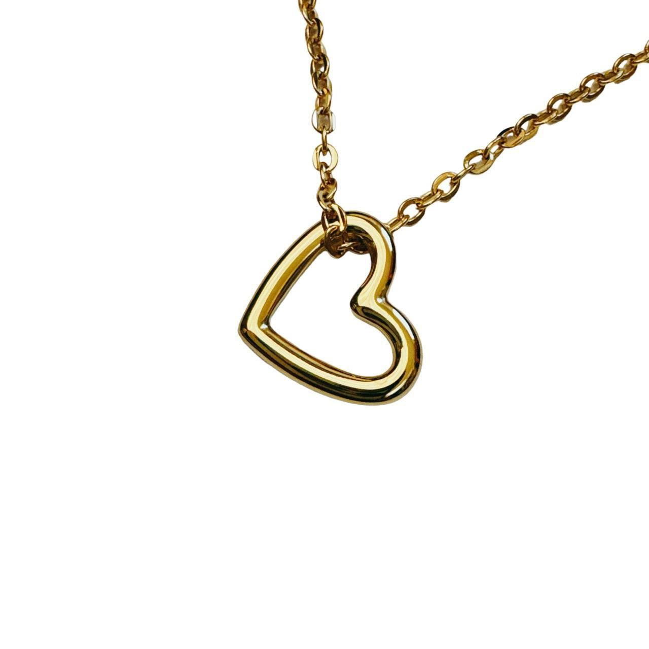 gold hollow heart necklace