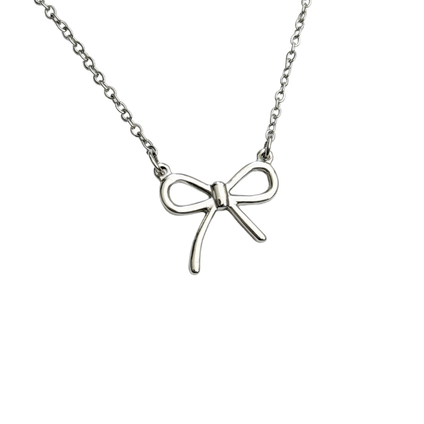 Silver Bow Necklace ౨ৎ