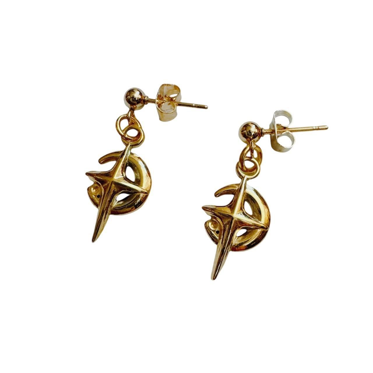 Gold Star Sparkle Moon Earrings