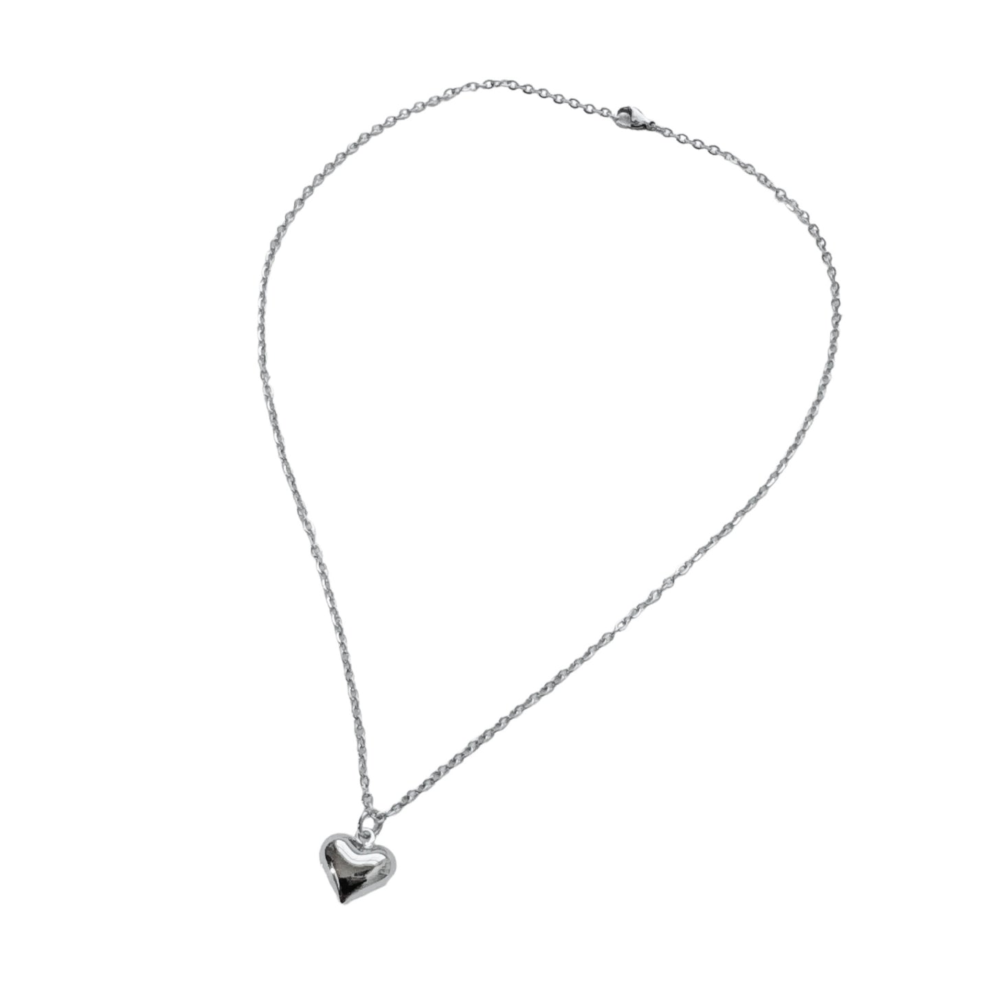 Silver Puffed Heart Necklace