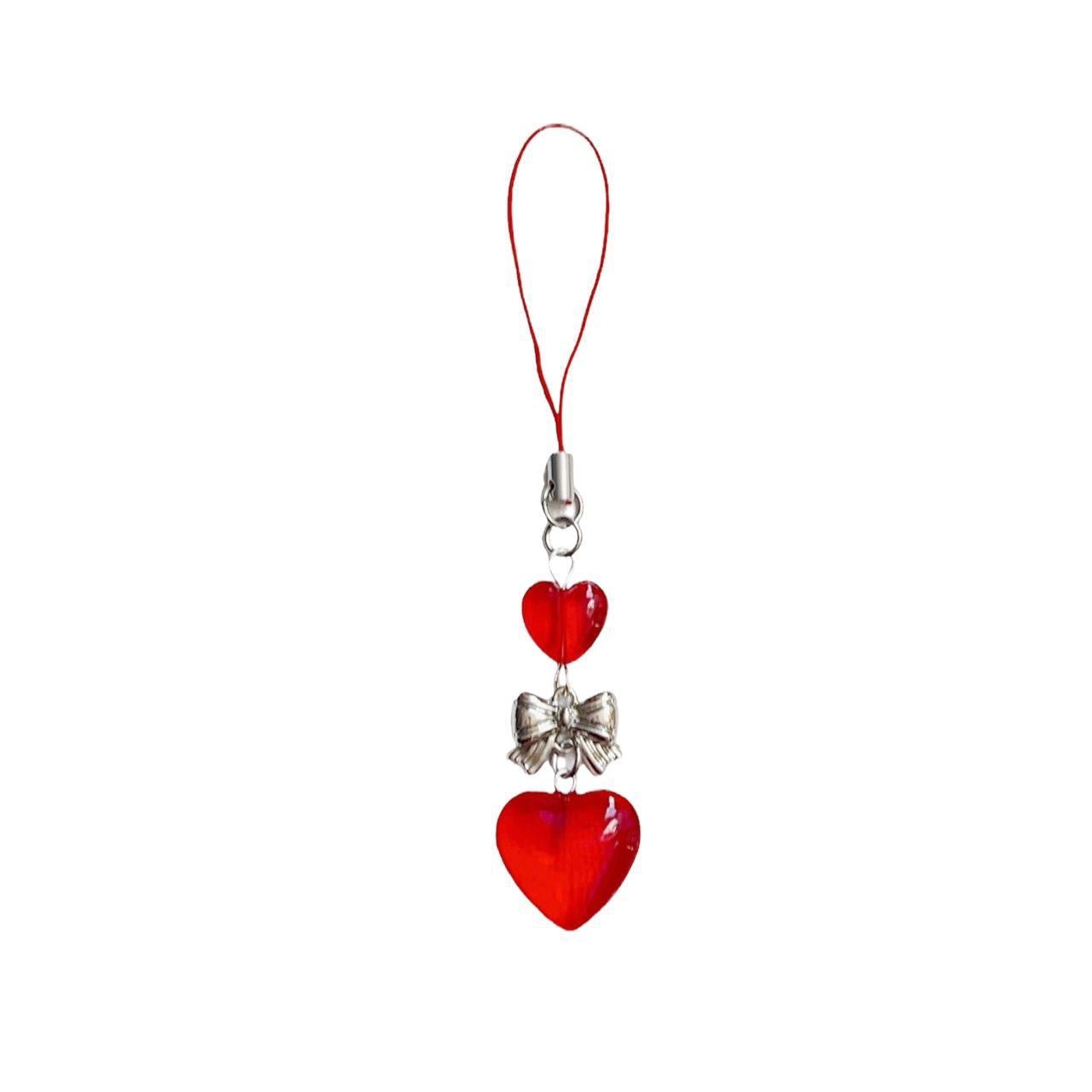 Red Glass Heart Phone Charm