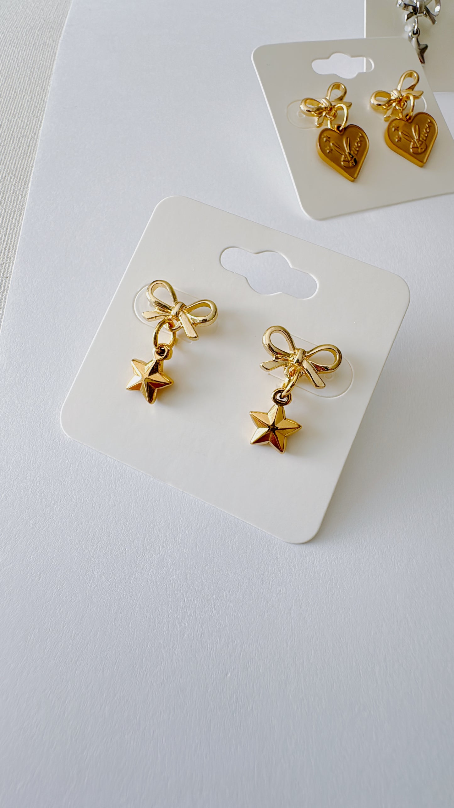 Gold Bow & Star Earrings