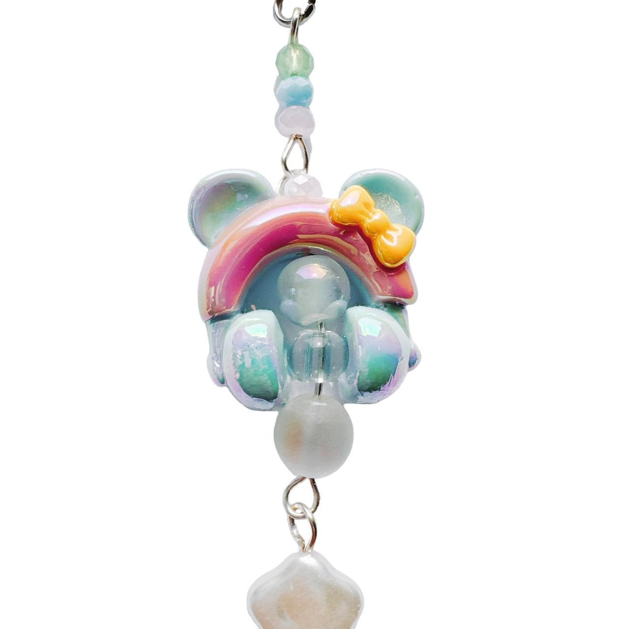 Headphone Bear Keychain - pink & blue