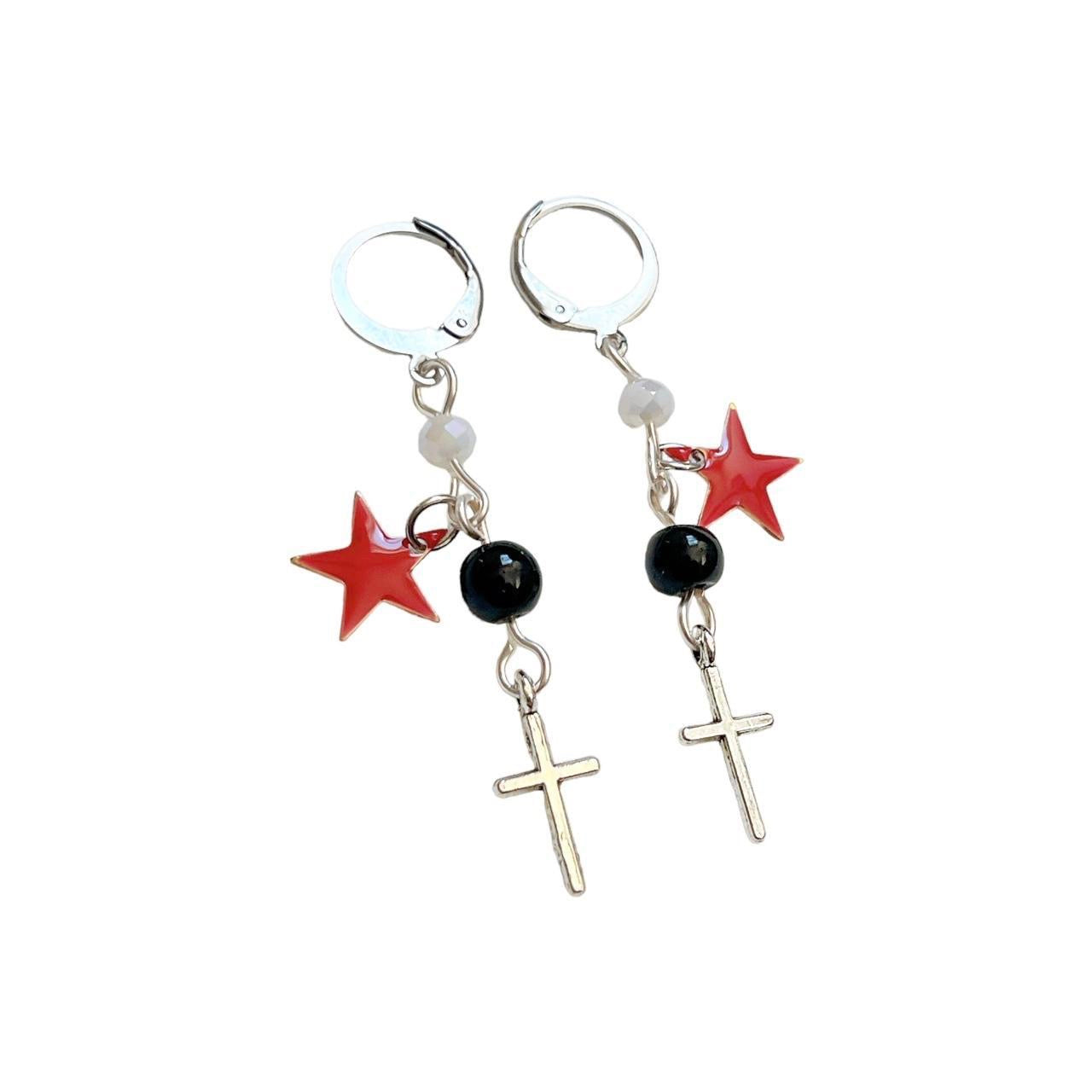 Beaded Cross Star Earrings