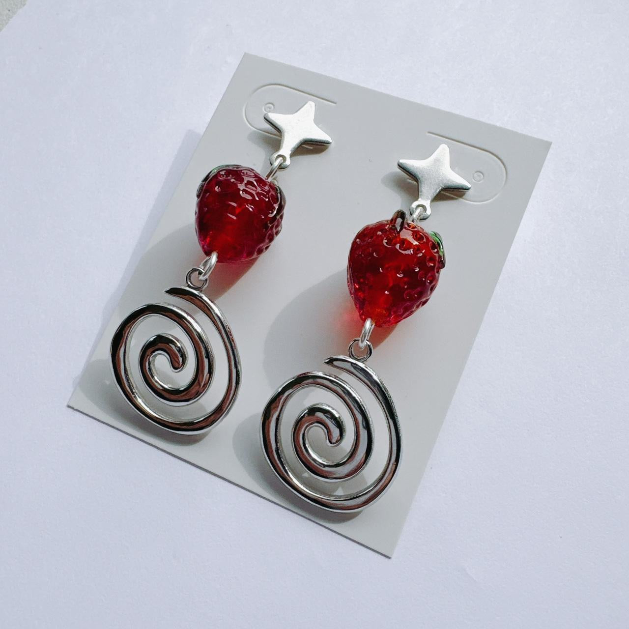 Silver Strawberry Swirl Earrings