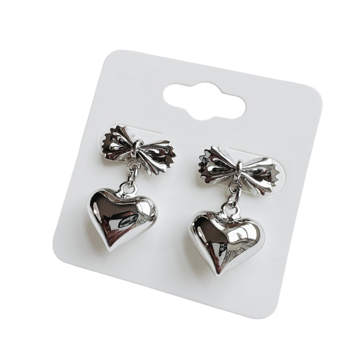 Bow Tie Pasta & Heart Earrings