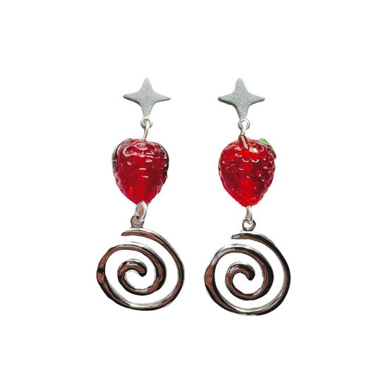 Silver Strawberry Swirl Earrings