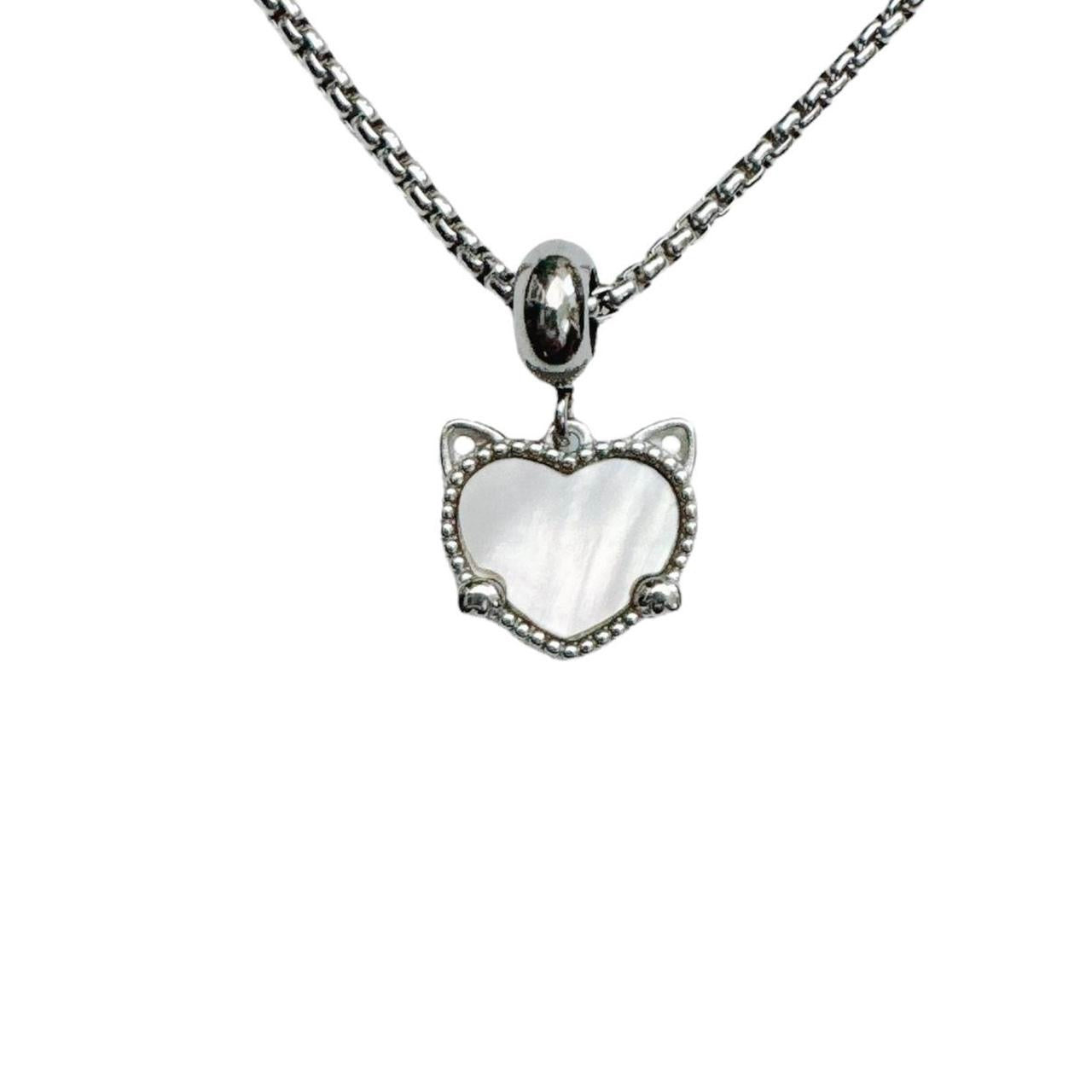 Silver Cat Shell Heart Necklace