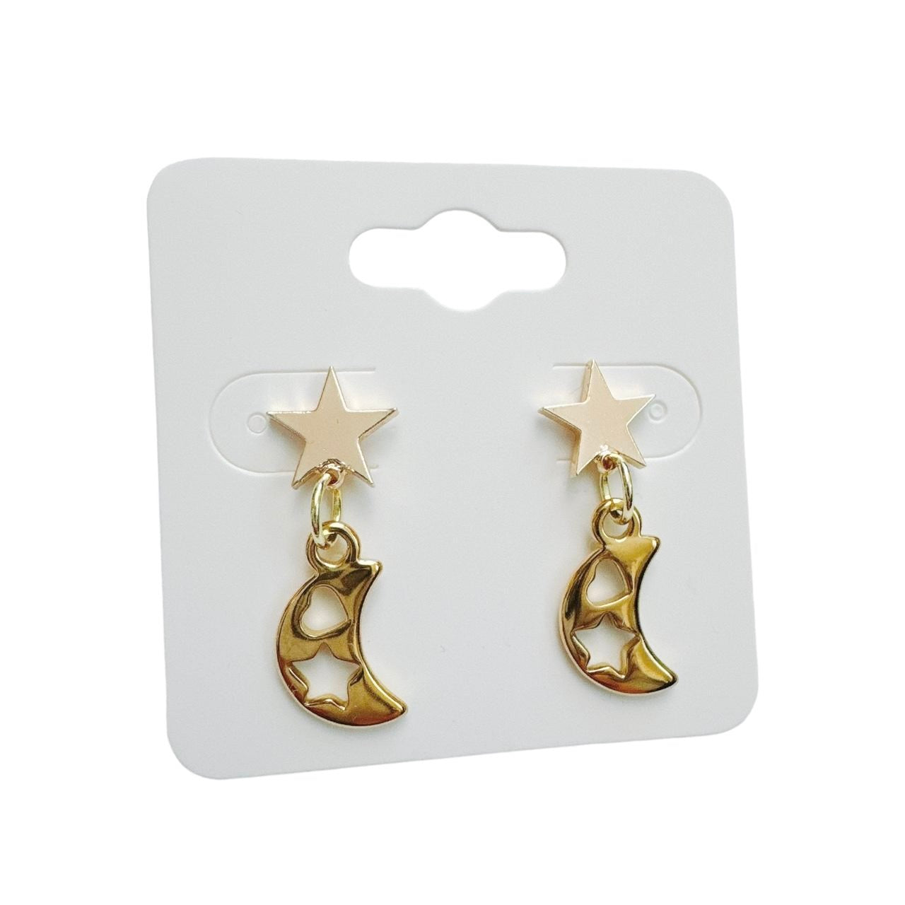 gold star moon heart earrings