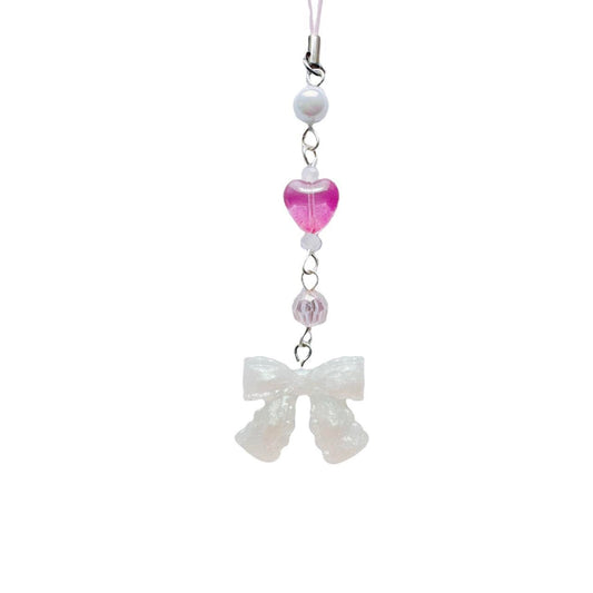 White Bow Phone Charm