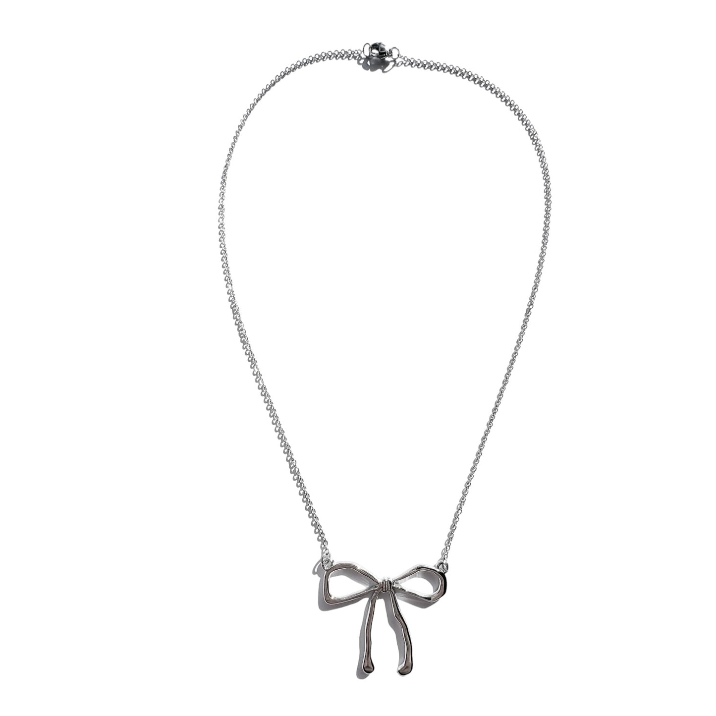 Silver Large Bow Necklace