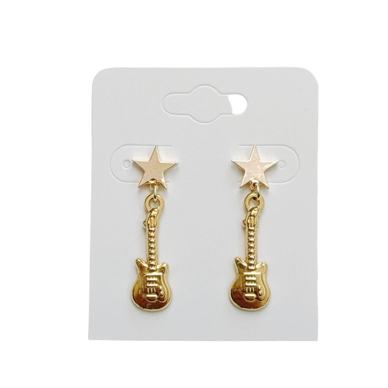 gold star & guitar earrings