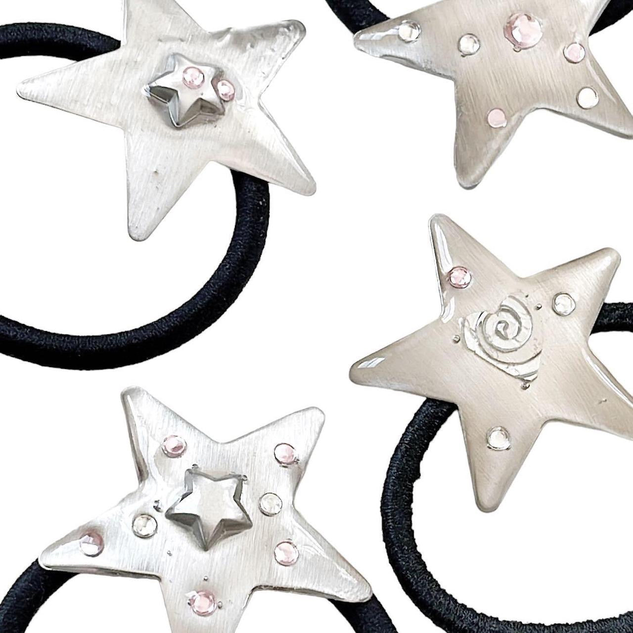 Silver Star Hair Tie - double star